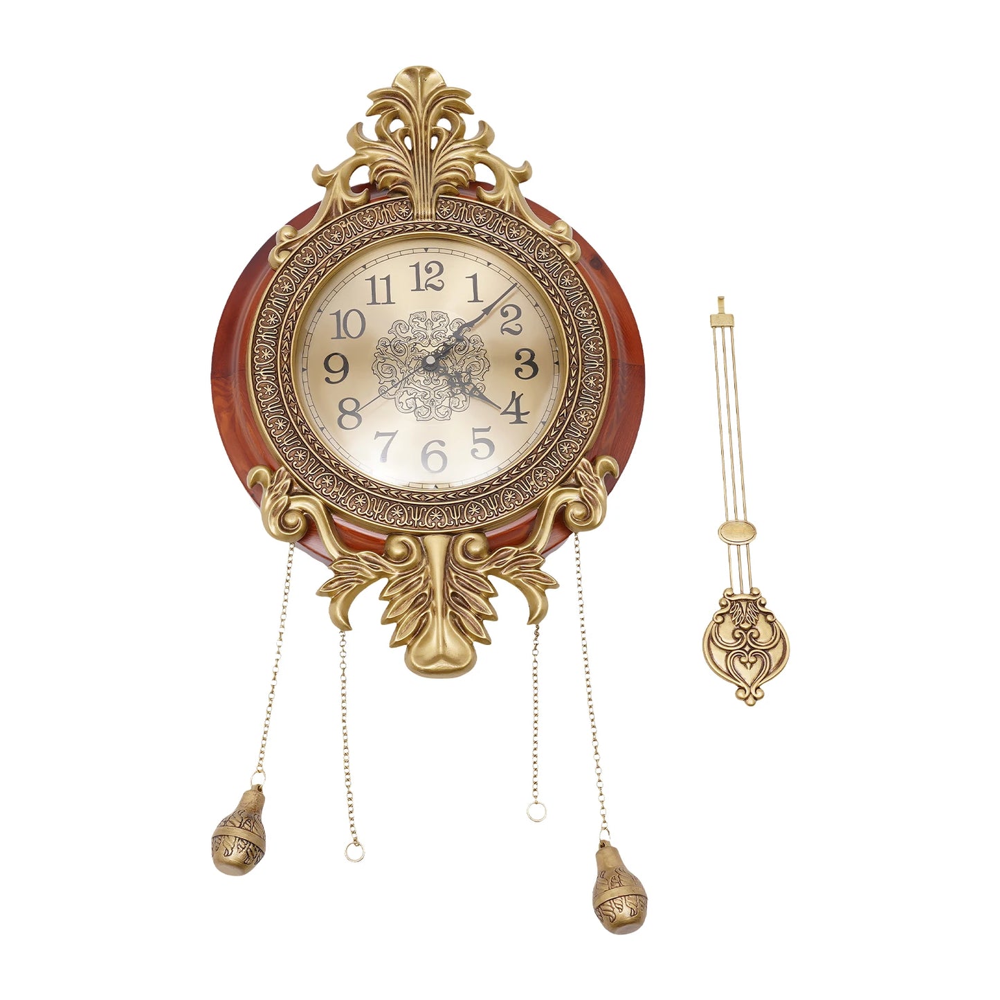 Retro Wall Clock, Silent Wall Clock with Swinging Pendulum, Battery Operated Pendulum Clock, for Bedroom Living Room 13.8*29Inch