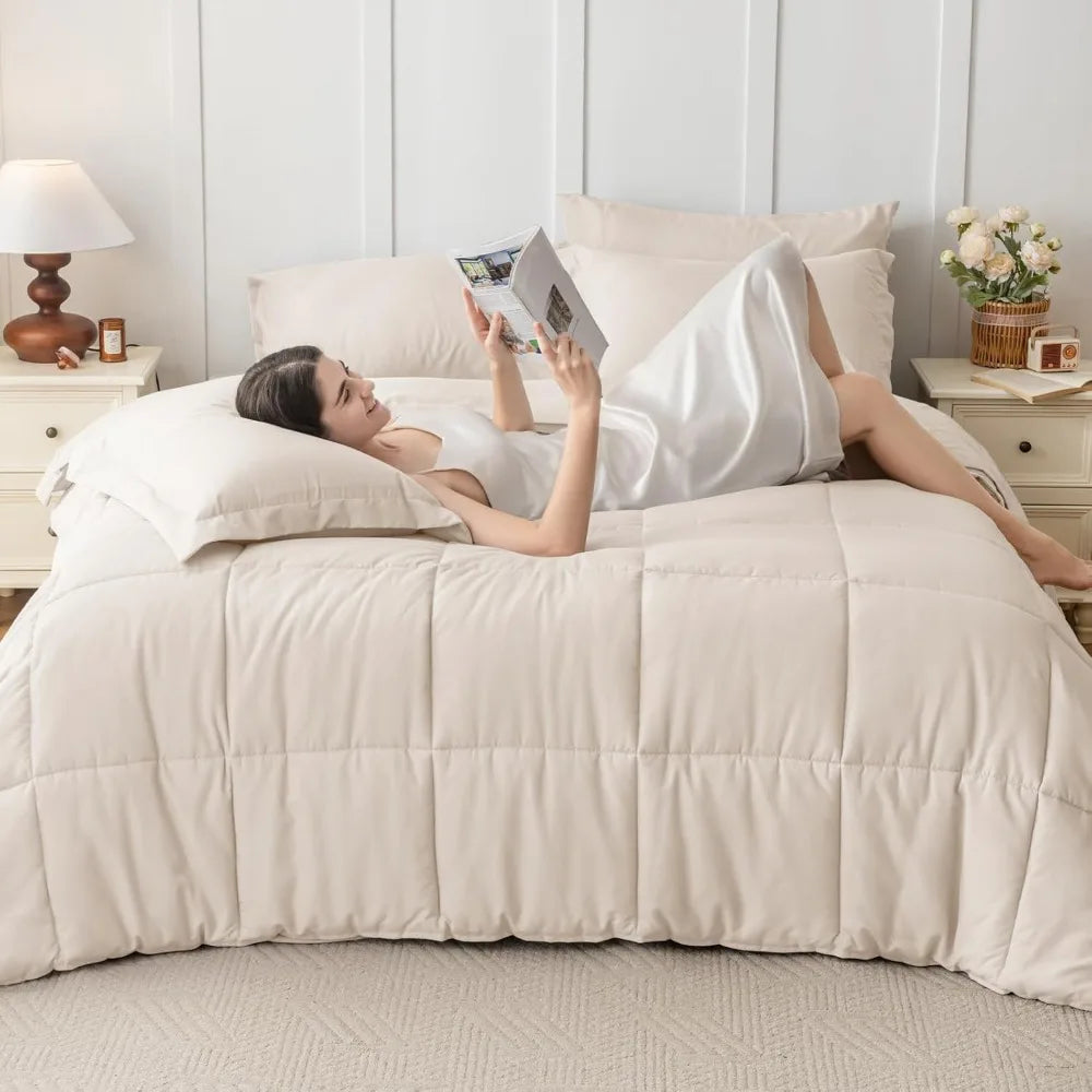 JOLLYVOGUE Queen Comforter Set, Ultra-Soft Bed in a Bag Queen Size 7 Pieces, Oeko-TEX Certified Bedding Set with Down Alternativ