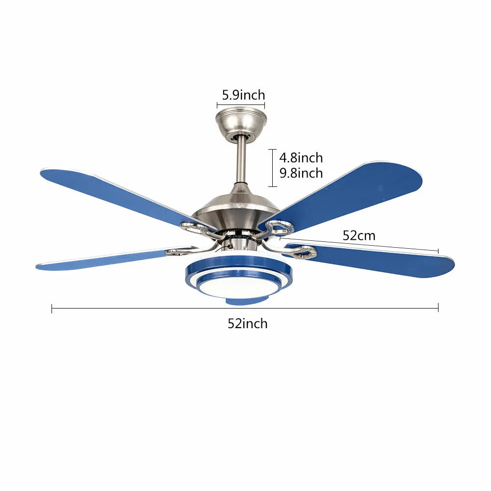Remote Controlled Ceiling Fan with LED Light, 6-Speed Quiet Motor, 3 Color Temperatures, Flush Mount for Bedroom & Living Room