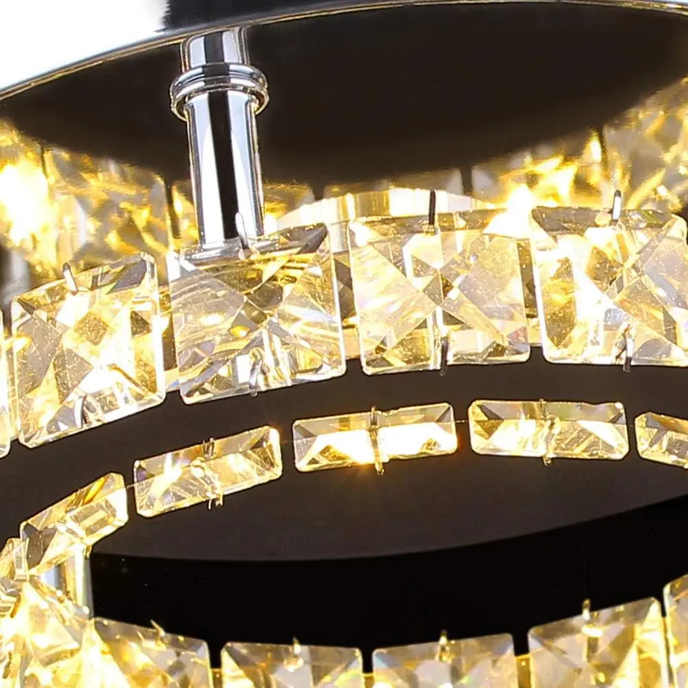 Dixun Modern Mini Led Chandelier Semi Flush Mount Crystal Lighting Ceiling Crystal Lamp for Bedrooms Dinning Rooms Hallway (Roun