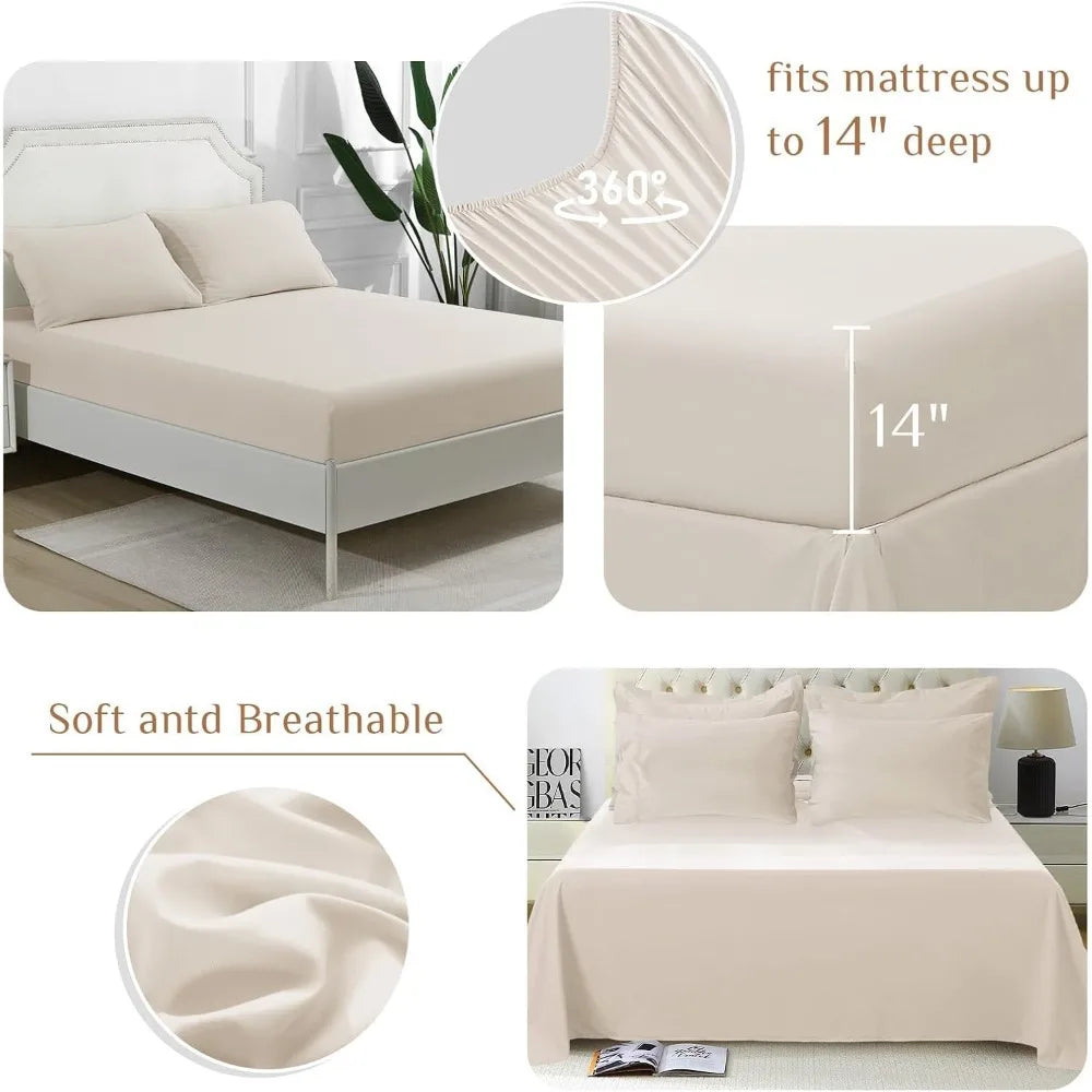 JOLLYVOGUE Queen Comforter Set, Ultra-Soft Bed in a Bag Queen Size 7 Pieces, Oeko-TEX Certified Bedding Set with Down Alternativ