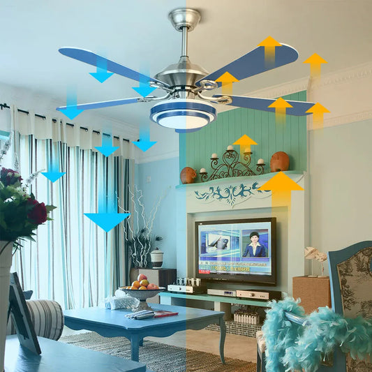 Remote Controlled Ceiling Fan with LED Light, 6-Speed Quiet Motor, 3 Color Temperatures, Flush Mount for Bedroom & Living Room