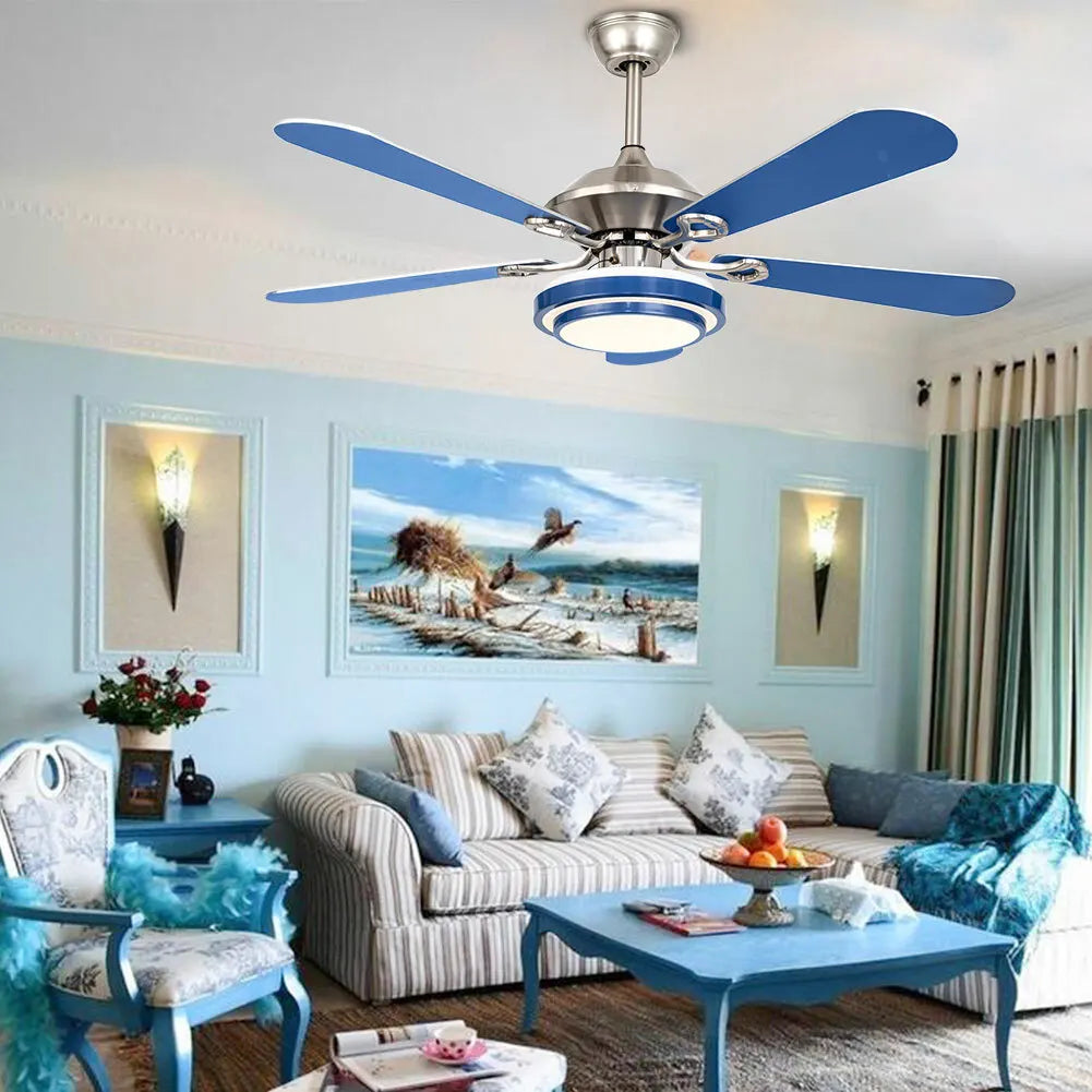 Remote Controlled Ceiling Fan with LED Light, 6-Speed Quiet Motor, 3 Color Temperatures, Flush Mount for Bedroom & Living Room