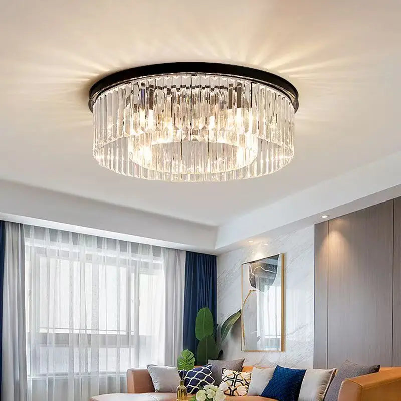 Luxury American Retro Ceiling Crystal Pendant Lights Living Dining Room Lighting Decor Chandelier Indoor Hanging Lights Fixture
