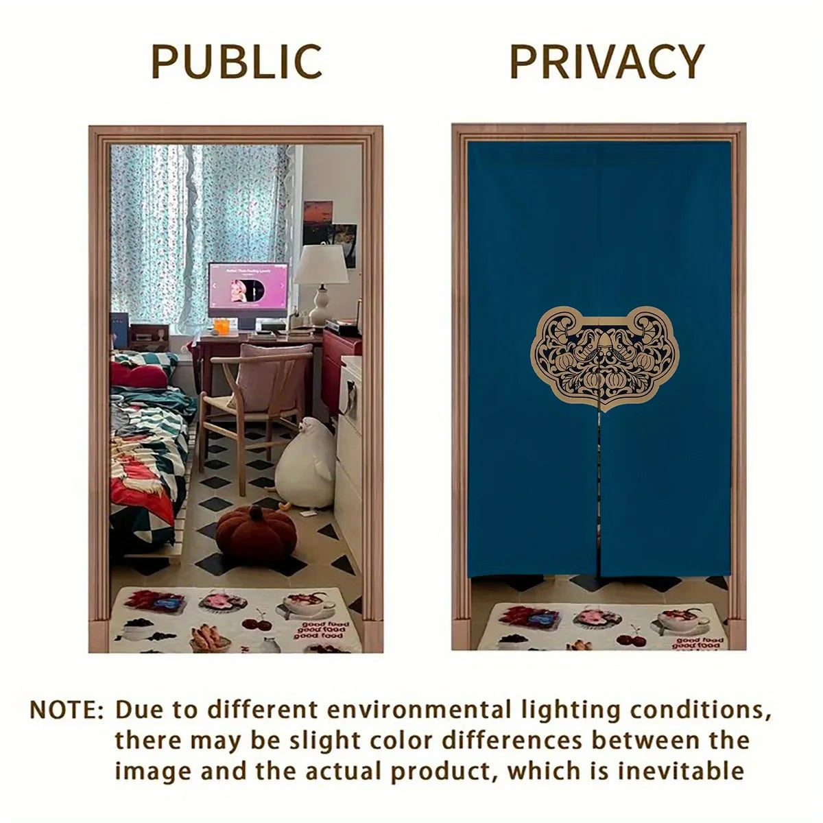 2D Door Curtain, 1pc Japanese Cherry Blossom, Wave, Red Sun, Maneki Neko Design Blackout Curtain - 34" x 56", Japanese Style Hom