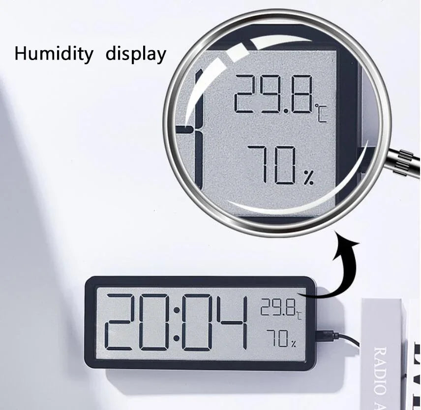 LCD Screen Digital Wall Clock Time Temperature Humidity Display Electronic Clock Simple Multifunction Desktop Clock Home Decor
