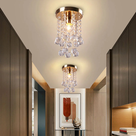 Dixun Modern Mini Chandelier Crystal Chandelier Lighting Flush Mount Ceiling Light Fixture Chandelier Light for Hallway Passway