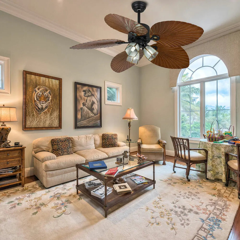 Remote Control Ceiling Fan with LED Light, 6-Speed Quiet Motor, Flush Mount for Living Room, Energy-Saving Reversible Blades