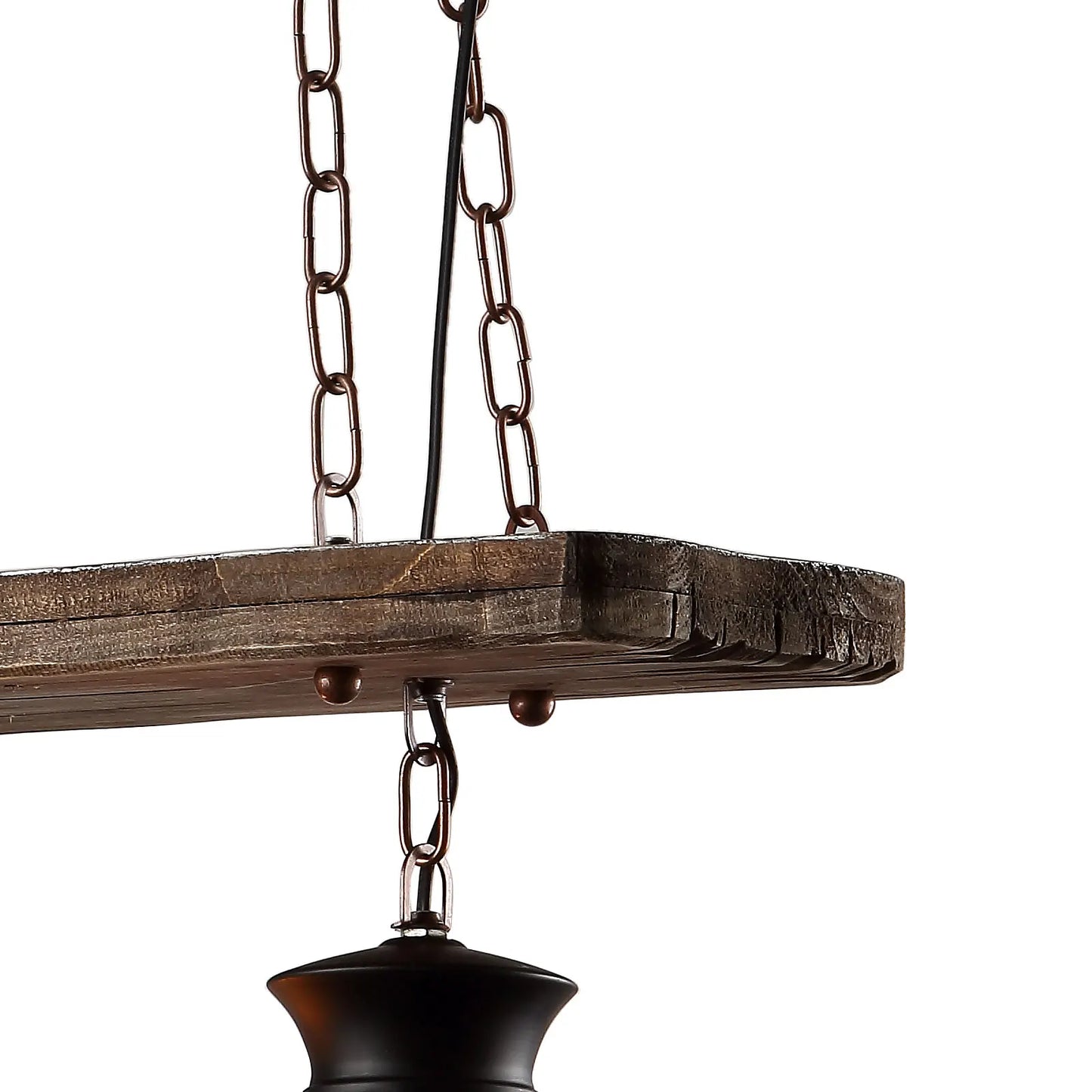 2-Head Ceiling-Mounted Vintage Wooden Chandelier | US Plug, 2*E26 (Bulbs Not Included) Vintage Wooden Chandelier