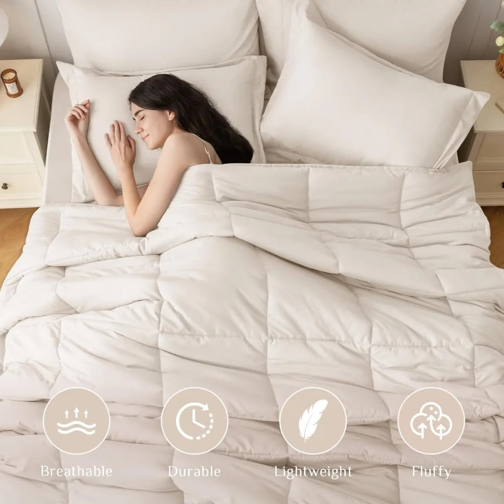 JOLLYVOGUE Queen Comforter Set, Ultra-Soft Bed in a Bag Queen Size 7 Pieces, Oeko-TEX Certified Bedding Set with Down Alternativ