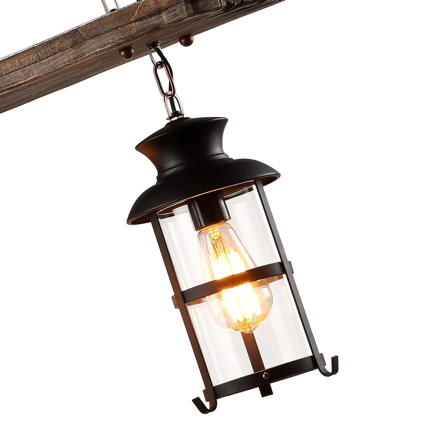 2-Head Ceiling-Mounted Vintage Wooden Chandelier | US Plug, 2*E26 (Bulbs Not Included) Vintage Wooden Chandelier