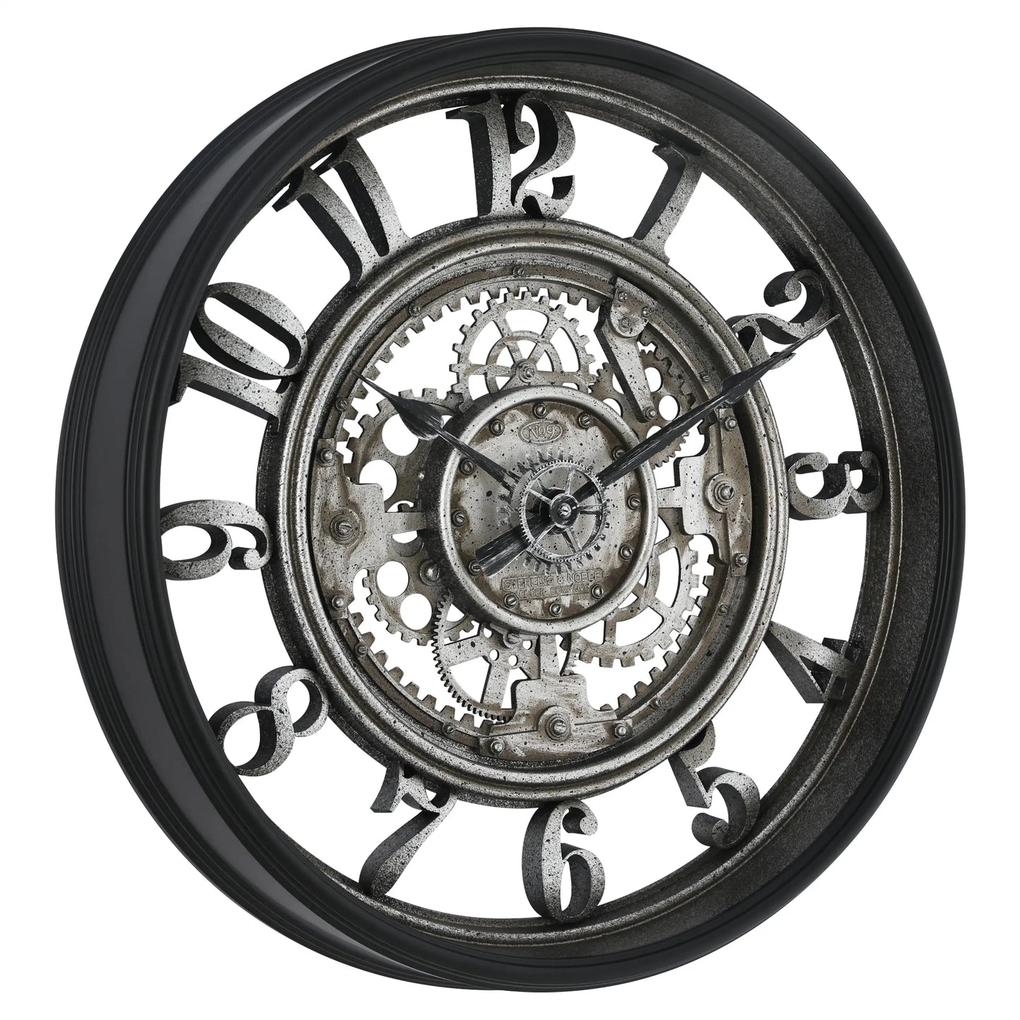 20" Indoor Rustic Metal Arabic Moving Gear Analog Wall Clock