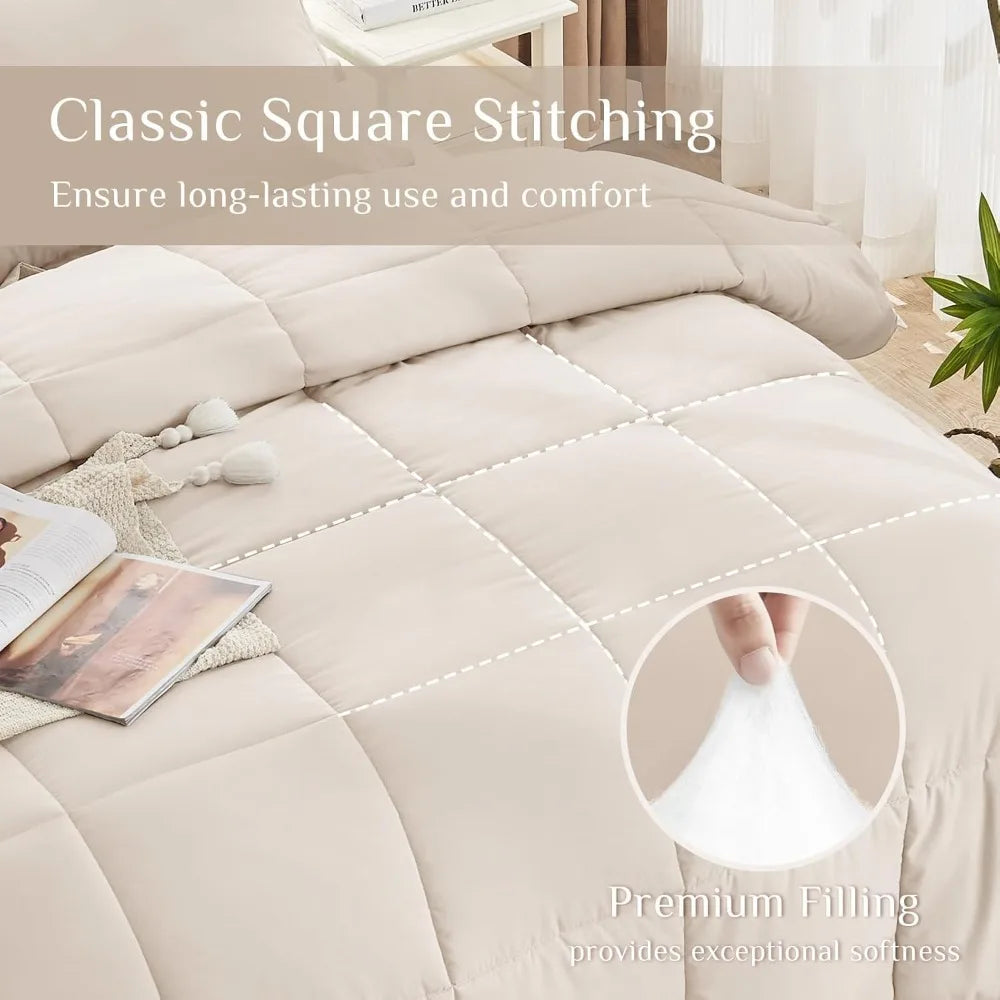 JOLLYVOGUE Queen Comforter Set, Ultra-Soft Bed in a Bag Queen Size 7 Pieces, Oeko-TEX Certified Bedding Set with Down Alternativ