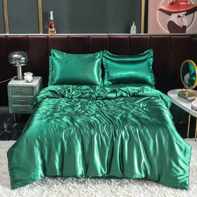 100% Mulberry Silk King Bedding Sets Duvet Cover with Pillowcase Comfortable Bed Sets Linen Sheet Silky Bed Cover Sets