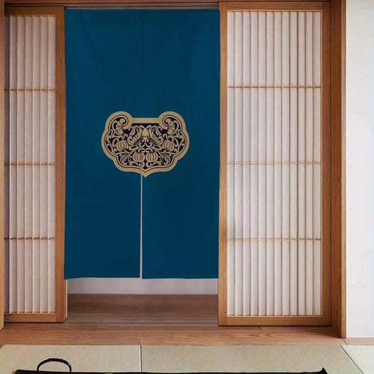 2D Door Curtain, 1pc Japanese Cherry Blossom, Wave, Red Sun, Maneki Neko Design Blackout Curtain - 34" x 56", Japanese Style Hom